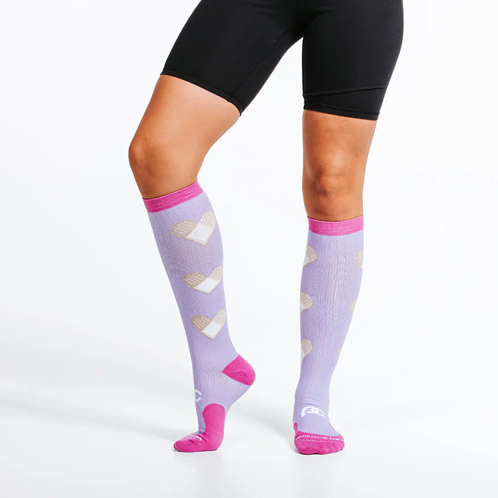 Lilac Bandage Hearts Compression Sock - Image 3
