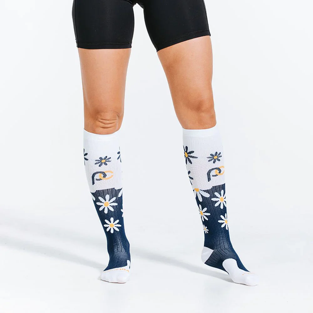 Navy Blue Daisies Compression Sock - Image 5